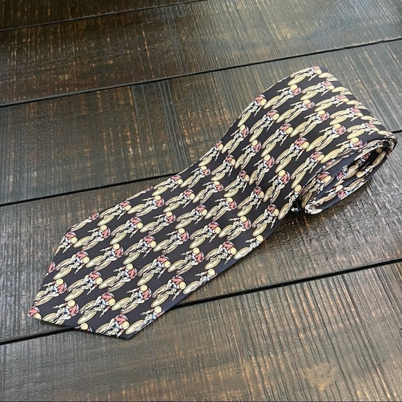 CYCLIST necktie black and yellow, Utopia, measurement shown, statement piece. - Picture 2 of 12